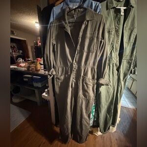 Free People Khaki Utility Jumpsuit